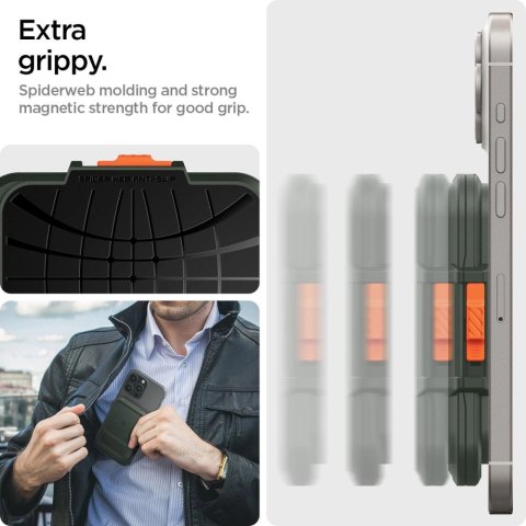 Etui Spigen Lock Fit MagSafe na karty - zielony