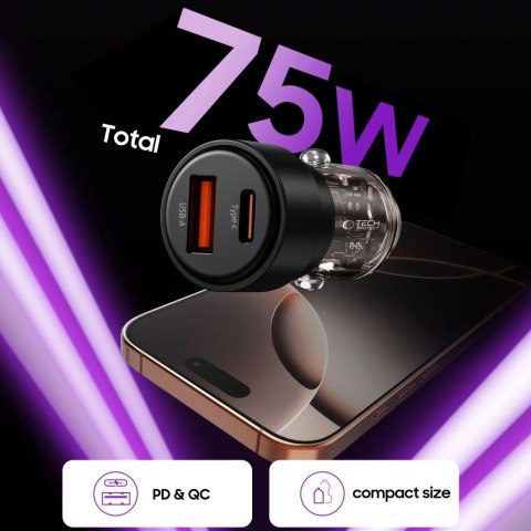 Ładowarka samochodowa CC03 2-porty PD75W - czarna Ładowarka samochodowa CC03 2-porty PD75W - czarna