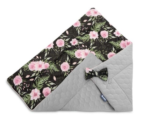 ROŻEK VELVET CZARNY KWIATY 75x75