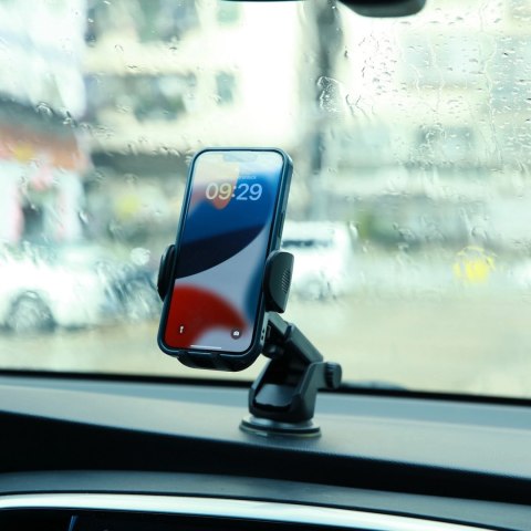 Joyroom samochodowy uchwyt na telefon z teleskopowym wysuwanym ramieniem na deskę rozdzielczą i szybę czarny (JR-ZS259)