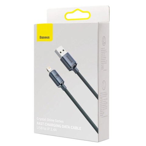 Baseus Crystal Shine Series kabel przewód USB do szybkiego ładowania i transferu danych USB Typ A - Lightning 2,4A 2m czarny