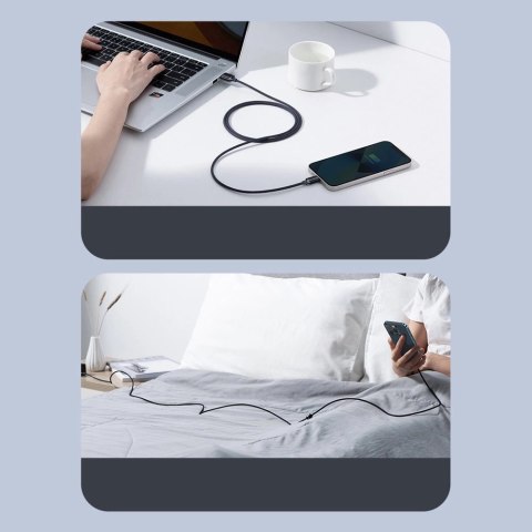Baseus Crystal Shine Series kabel przewód USB do szybkiego ładowania i transferu danych USB Typ A - Lightning 2,4A 2m czarny