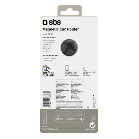 Uchwyt na smartfona SBS TESUPPEASYMAGK magnetyczny, na kratkę nawiewu - czarny