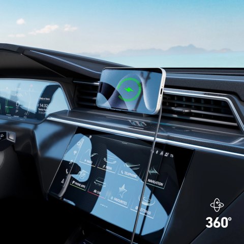 Uchwyt na smartfona z ładowarką indukcyjną SBS TESUPFANWIR15W 15W na kratkę nawiewu, z chłodzeniem - czarna