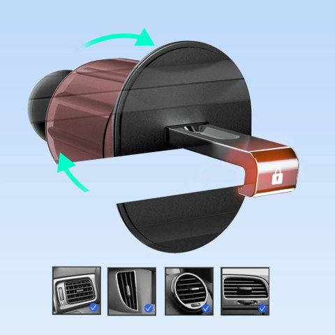 Uchwyt na smartfona Dudao F2+ na kratkę nawiewu, zaciskowy - czarny
