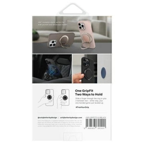 Uchwyt z podstawką UNIQ Gripfit 360 Magnetic Mount&Kickstand MagSafe - czarne
