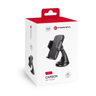 Uchwyt na telefon do samochodu uniwersalny Forcell F-Grip Carbon HT1 do szyby / deski czarny
